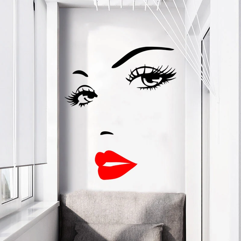 Водонепроницаемая Настенная Наклейка для спальни Съемные женские ресницы