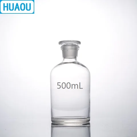 Флакон для реагентов HUAOU 500 мл, прозрачное стекло с закрытой пробкой, лабораторно-химическое оборудование