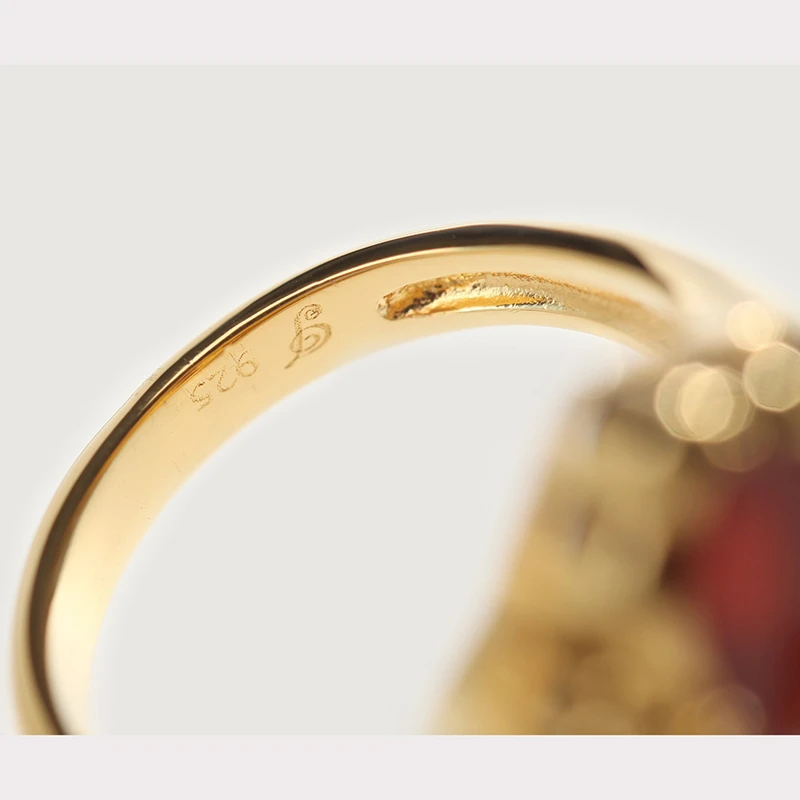 CMajor S925 серебряные ювелирные изделия квадратный красный крест цветок винтажные модные дворцовые кольца для женщин