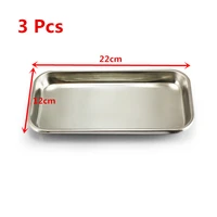 3pc dental stainless steel medical surgical tray dish lab instrument medical device surgical treatment supplies kitchen storage