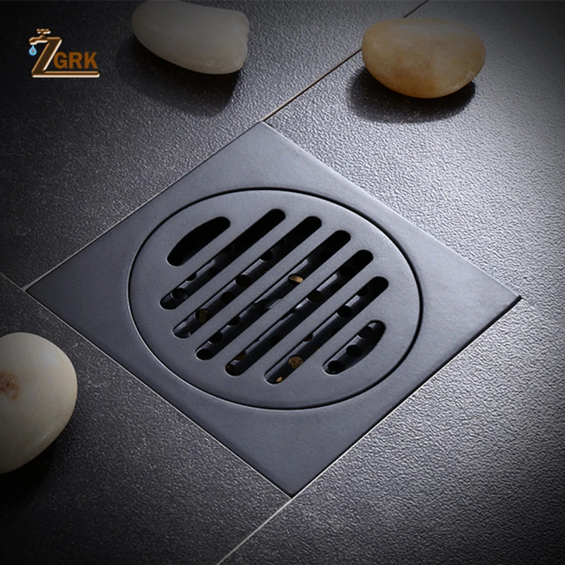 zgrk black brass floor drain deodorant 100x100mm square anti odor linear shower drain bathroom balcony shower drain hair catcher free global shipping