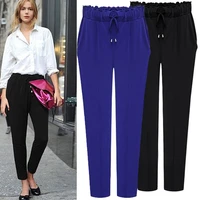 summer plus size 5xl black blue elastic waist trousers maternity women fashion female harem pants