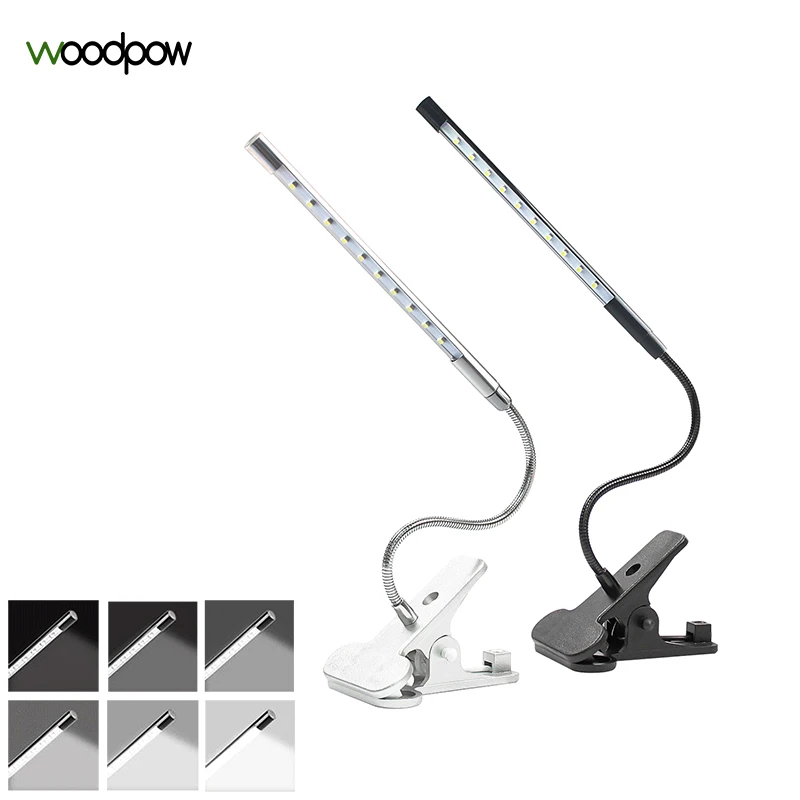 Woodpow USB Powered Клип Настольная лампа сенсорный датчик затемнения книга светильник s подсветка для клавиатуры ноутбука для учебы чтения книги офисная работа