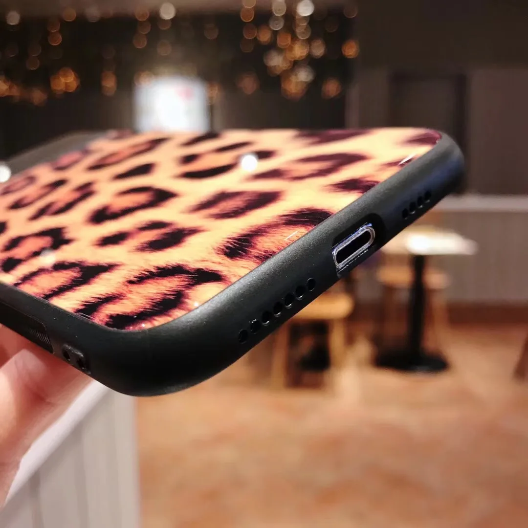 Роскошный зеркальный чехол с леопардовым принтом для телефона iphone X XR XS Max 6 6s 7 8 Plus