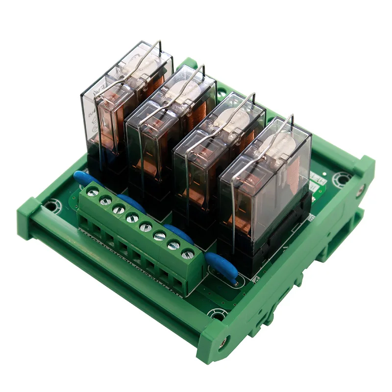 4 Канальный Релейный Модуль 24VDC PNP/NPN HF14FW din рейка Monting релейная плата 4I/4O оптопара