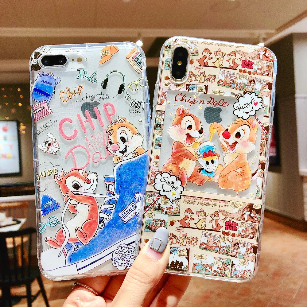 Чехол с милым чипом для iPhone 11 pro X XS MAX XR из мягкого ТПУ прозрачной белкой Brother чехол