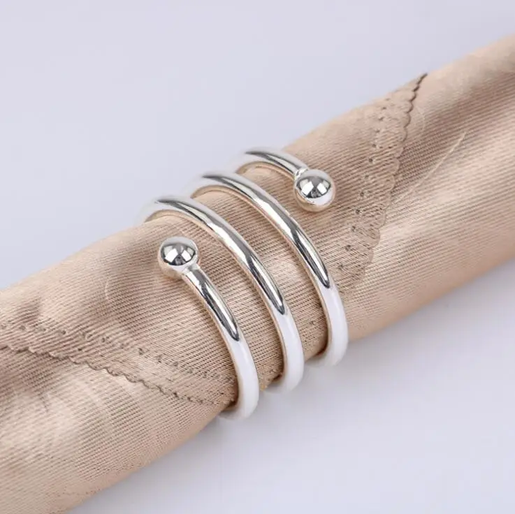 silver Металлические кольца для салфеток весенний дизайн Салфетка кольцо стол кухонный держатель салфетки свадебный банкет ужин Рождественский Декор - Цвет: silver