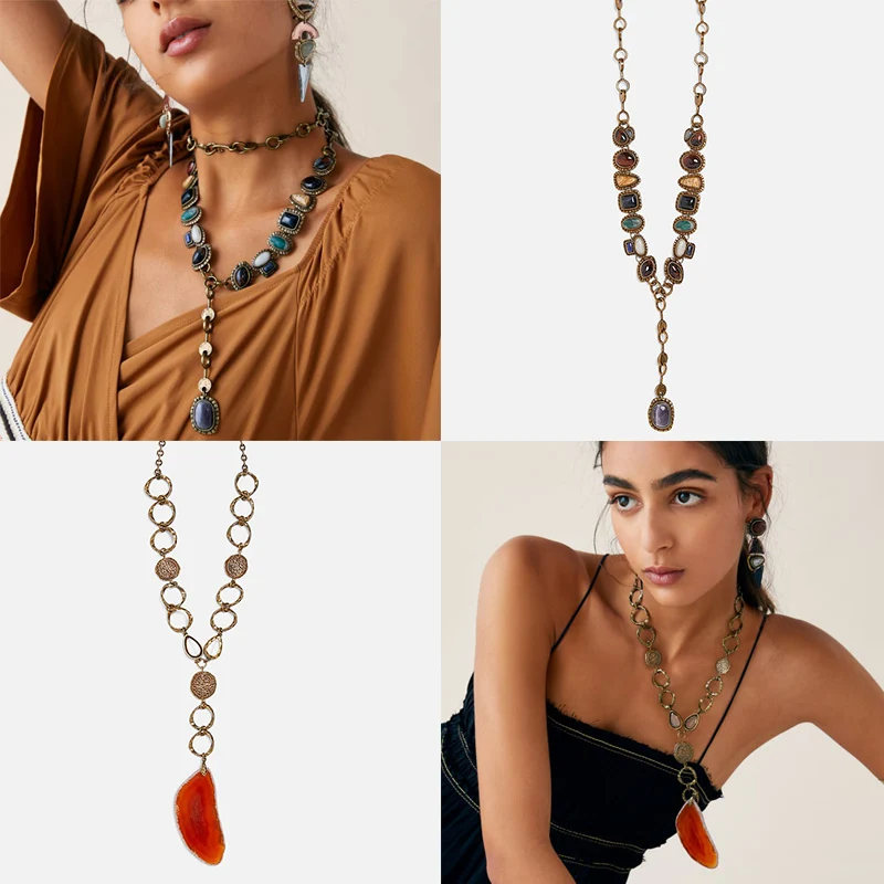 Женское Ожерелье с крупным кулоном FASHIONSNOOPS za этническое металлическое ожерелье