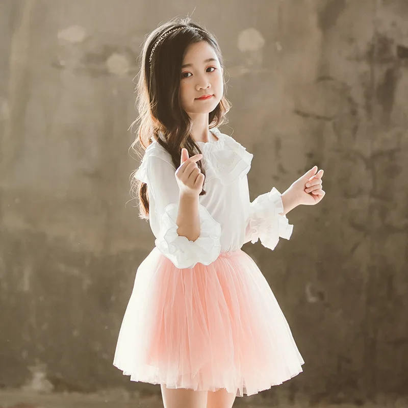 2019 Весенняя детская одежда рубашки шифоновая рубашка для девочек-подростков с