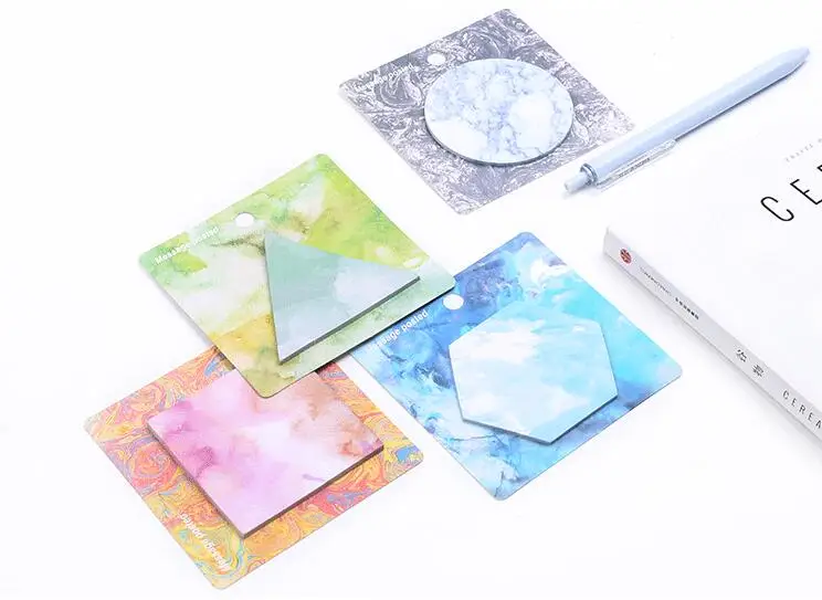 

4pcs Cute gemetry Self-Adhesive Memo Pad Sticky Notes memo boards Gift Stationery school office supply Escolar Papelaria