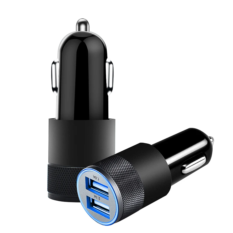 Прикуриватель в автомобиль 12V USB Автоматическая зарядка черного цвета алюминий