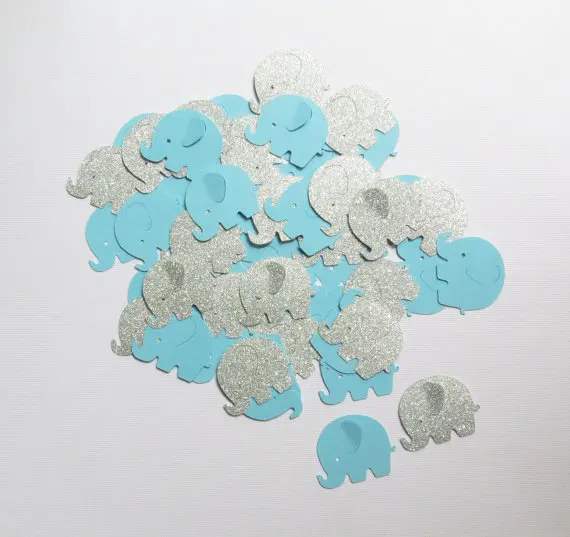 

glitter silver elephant first birthday Confettis baby shower baptism Table decor scrapbook scatters party decor