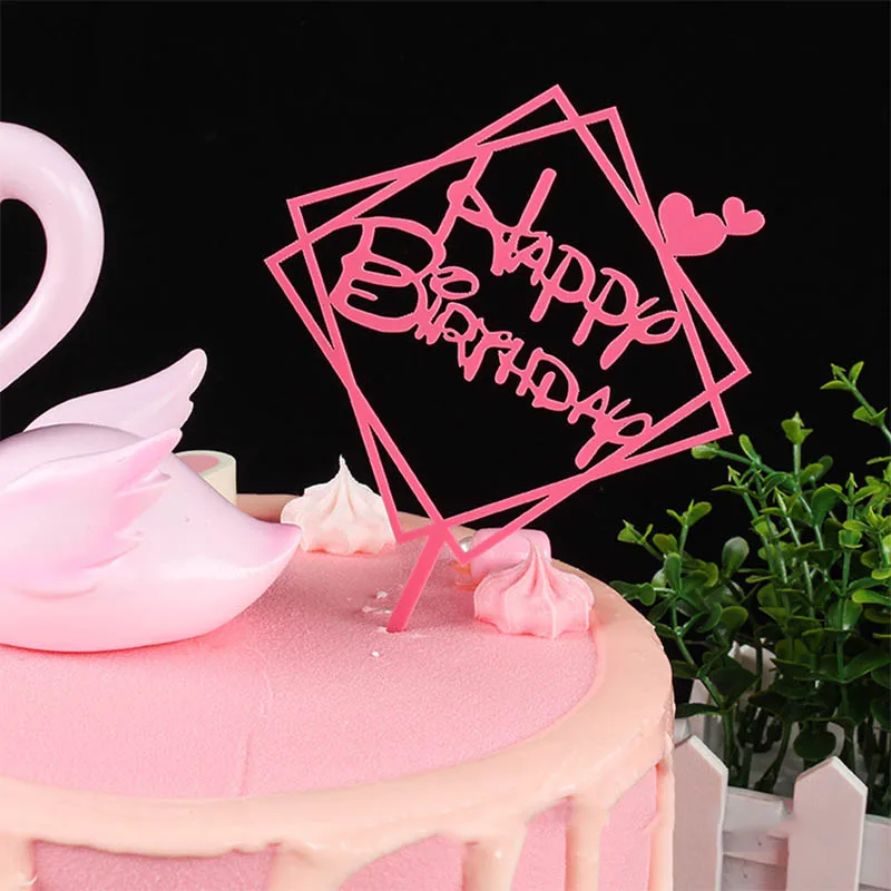 1 Dark pink Украшения для торта в форме сердца с золотым блеском, акриловые, Новые вечерние украшения на день рождения - Цвет: 1 Dark pink