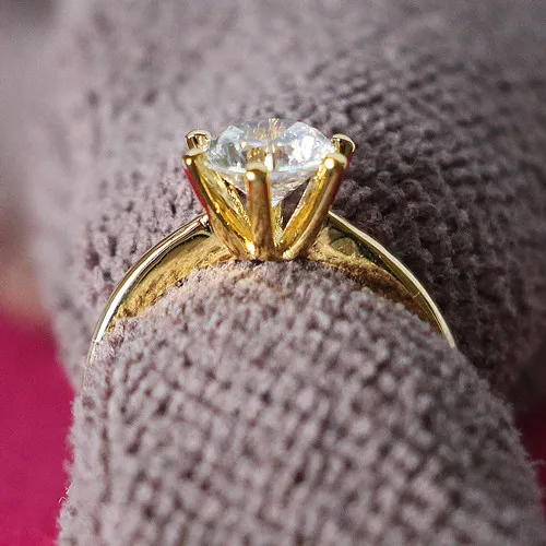 

0.6Ct Pretty Engagement Ring for Her Brilliant Round Cut Diamond Ring 925 Sterling Silver Wrapped In Yellow Gold