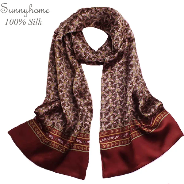 Двухслойный 100% чистый шелк клетчатый шарф мужская шаль зимняя мода британский