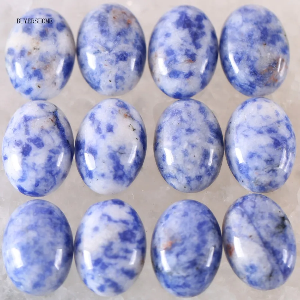 

BUYERSHOME 10Pcs 13x18MM Natural Stone Blue Sodalite No Drilled Hole Oval Cabochon CAB Bead For DIY Jewelry Making Ring K1593