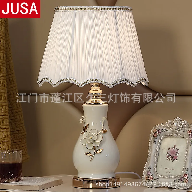 Белая Керамическая Настольная лампа с цветочным орнаментом дистанционным