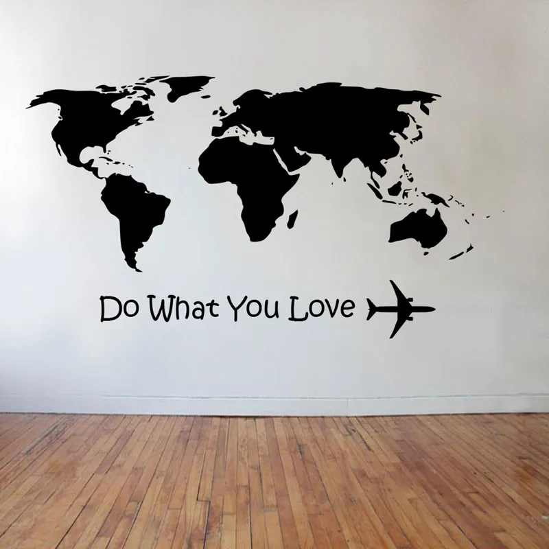 Наклейки на стену Do What You Love Наклейка с изображением самолёта карта мира домашний