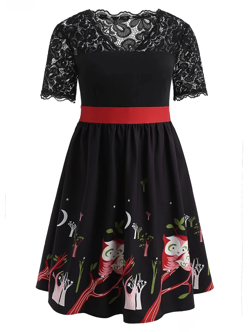 PlusMiss плюс размеры Винтаж Ретро вязаный крючком платья для вечеринок XXXXL XXXL женщин