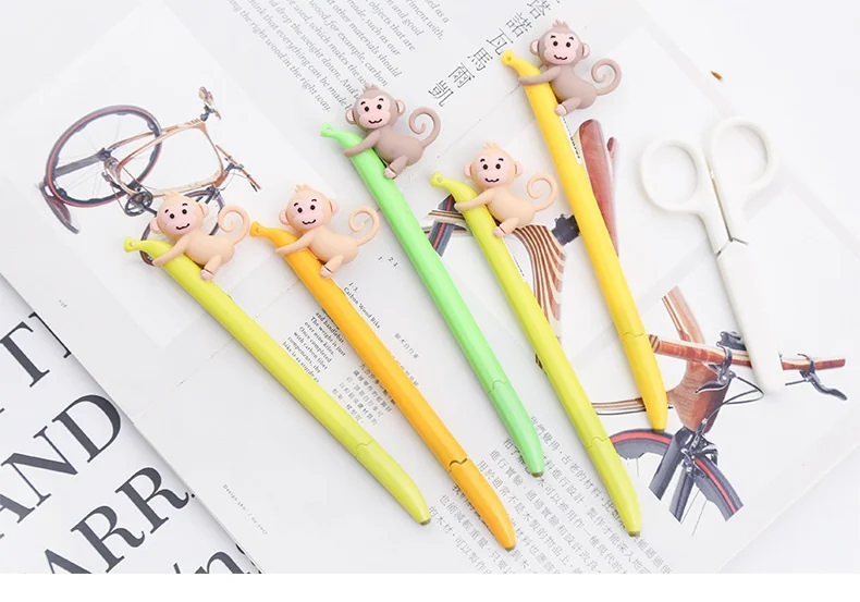 30 шт./лот, гелевая ручка Kawaii monkey, сладкий банан, 0,5 мм, черный цвет, ручки-роллеры, канцелярские принадлежности, офисные принадлежности, школьные принадлежности FB748