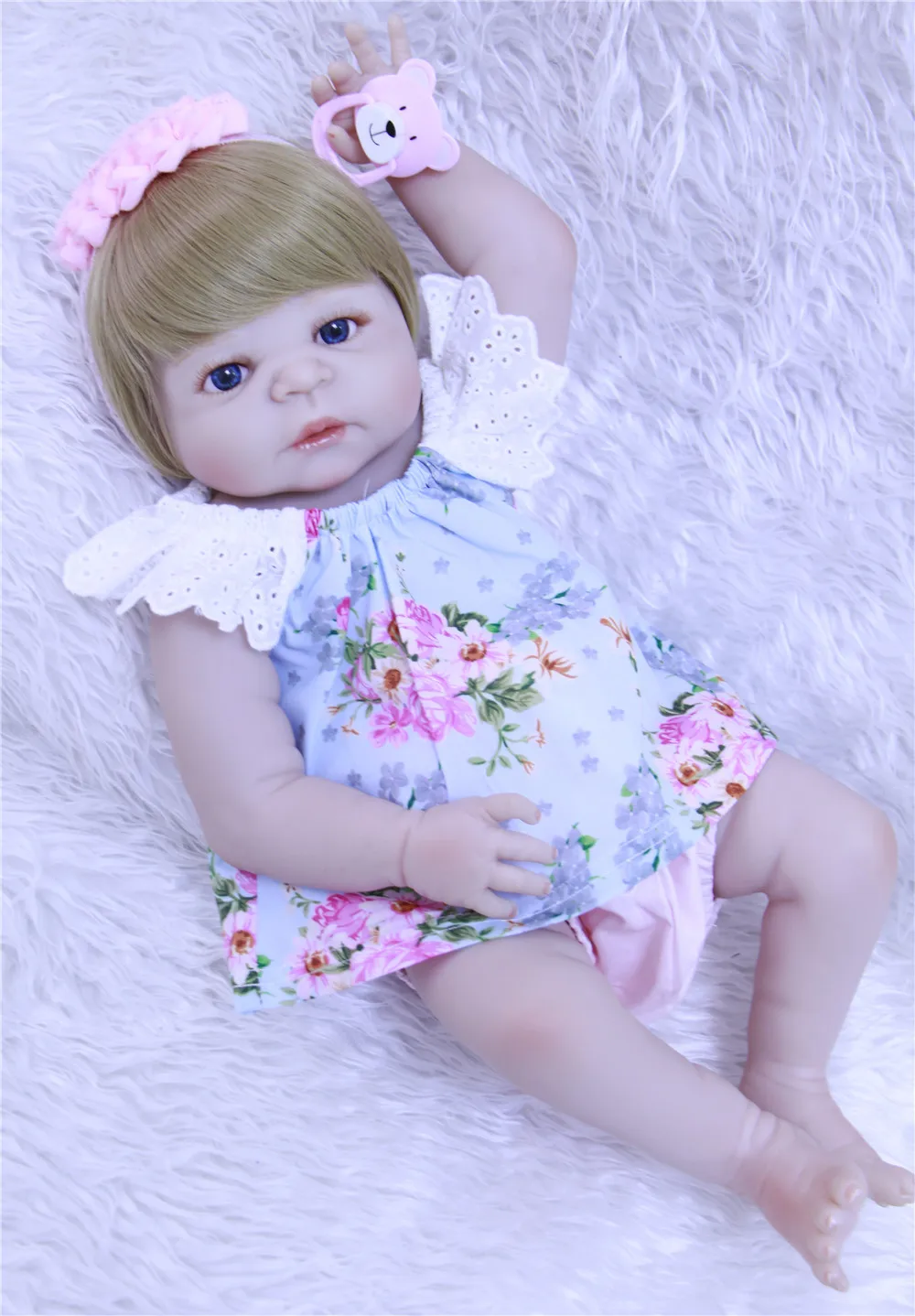 Кукла новорожденная силиконовая NPKCOLLECTION светлые волосы кукла-младенец игрушка