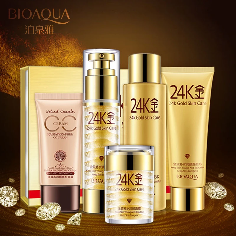 BIOAQUA 24K золотой уход за кожей Красота Макияж Косметика набор увлажняющий