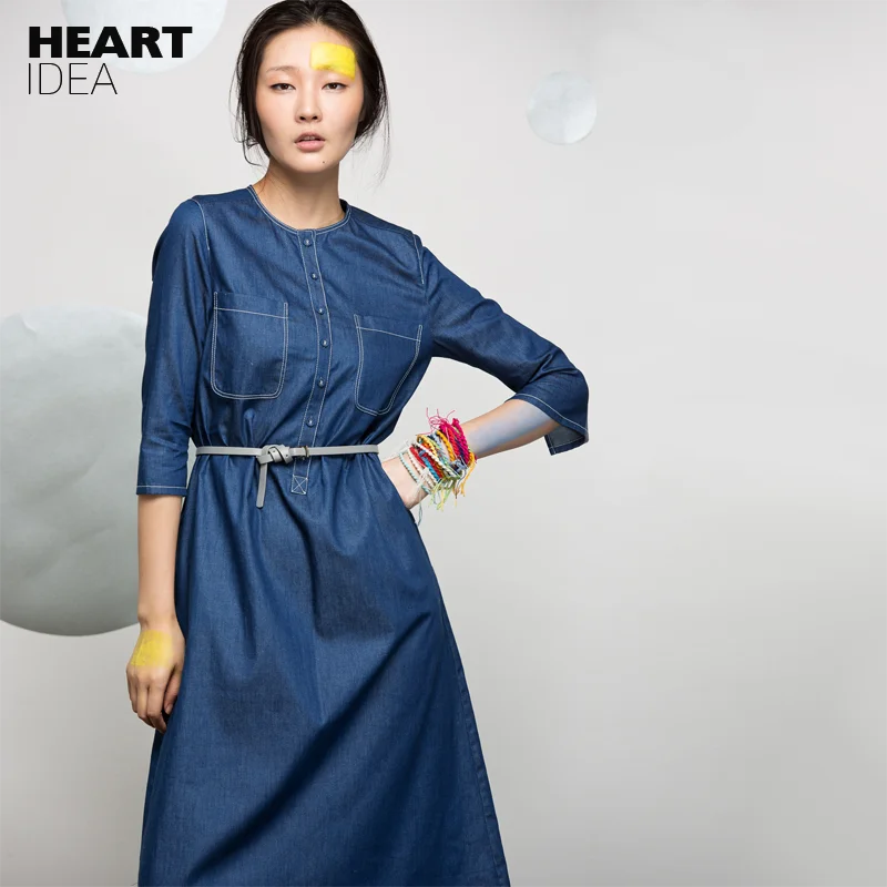 Платье LYNETTE'S chinoisery летнее женское средней длины с пятым рукавом из джинсовой