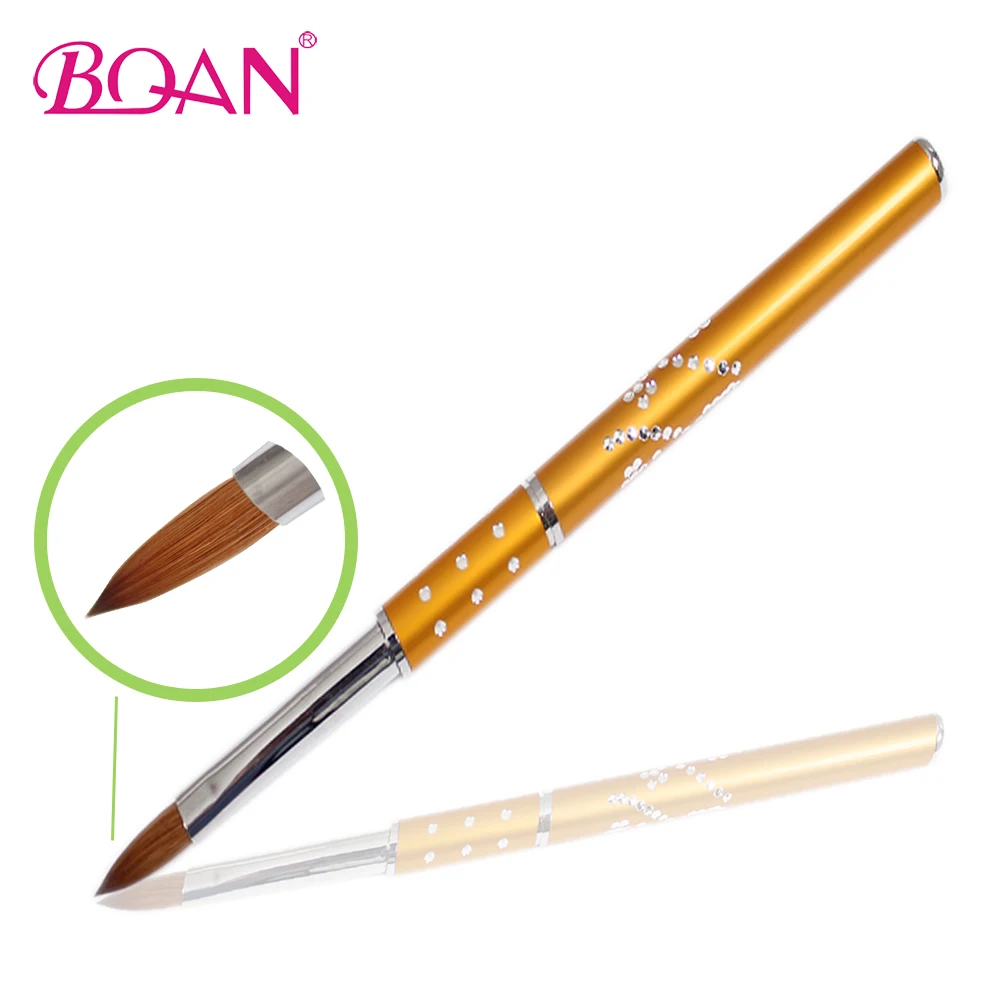 

BQAN 10 шт. #4 золотистая металлическая акриловая кисть для ногтей 100% чистые Колонковые кисти натуральные волосы