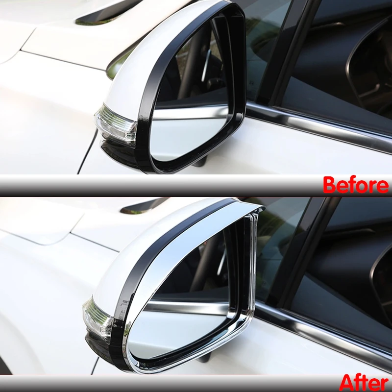 ABS Chrome For Hyundai Santa Fe 2018 2019 Accessories Car Rearview Mirror Rain Eyebrow Trim Moulding Cover Ca Styling 2pcs | Автомобили и