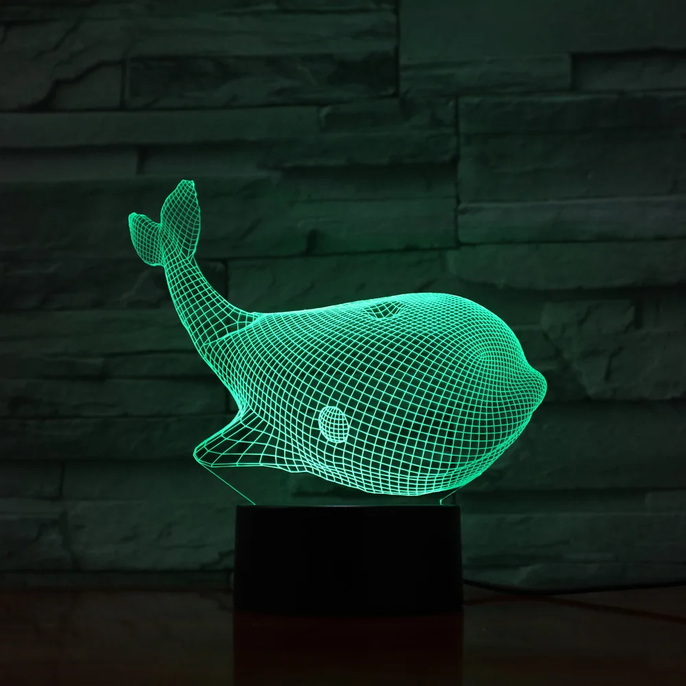 3D визуальные светодиодные ночники в виде Кита аксессуары для детской комнаты