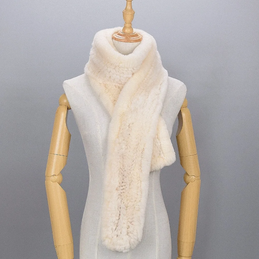 Женский вязаный шарф из натурального меха кролика рекс|brand fashion scarf|brand scarffashion brand