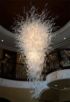 modern chandelier light luxury villa home decorations living room led light hand blown white glass big chandeliers