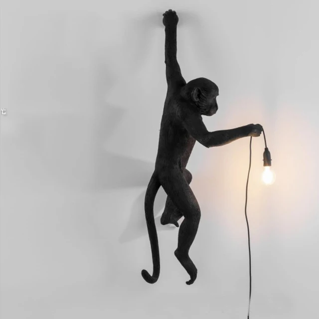 Wall Lamp-Black Светильник в виде обезьяны, современный подвесной светильник, AC110V-220V, подставка из смолы, торшер для бара, кофе, гостиной, детского внутреннего освещения, белый цвет - Цвет корпуса: Wall Lamp-Black