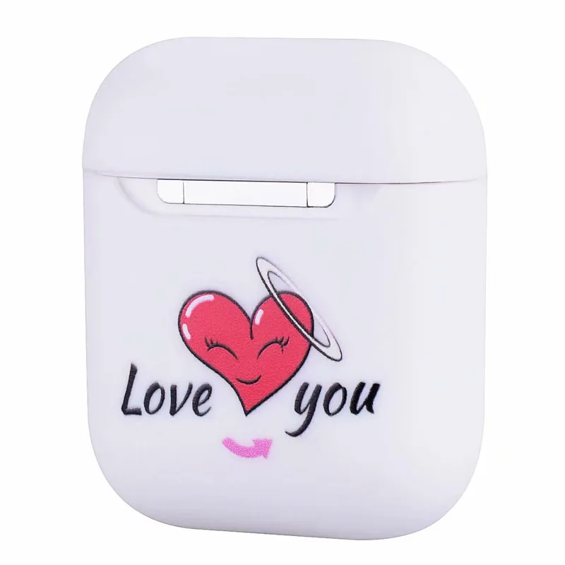Love you heart Мягкие силиконовые сумки для Airpods панда слон Единорог кошка Фламинго любовь сердце сексуальные губы чехол для Apple Earpods беспроводные наушники - Цвет: Love you heart