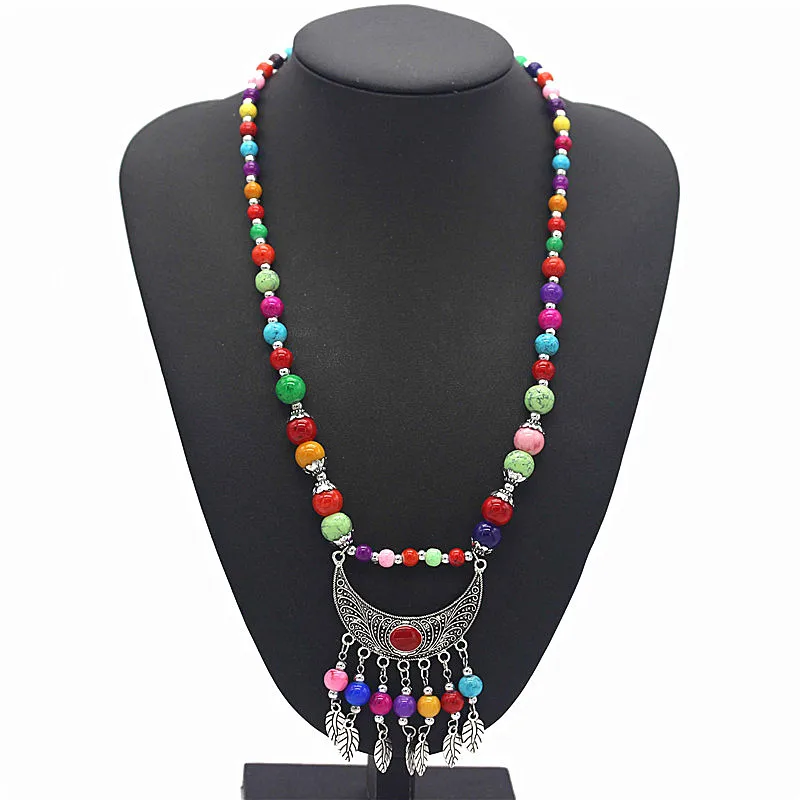 Ожерелье Olaru женское богемное винтажное ручной работы с подвеской из бисера