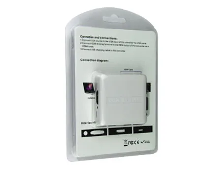 Мини VGA + R/L в HDMI конвертер (пластиковый корпус) с USB линией | Безопасность и защита