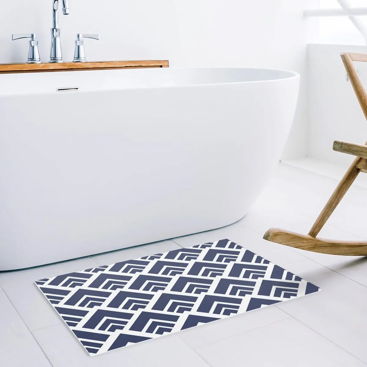 Модные простые геометрические темно-синие дверные коврики кухонный пол входной