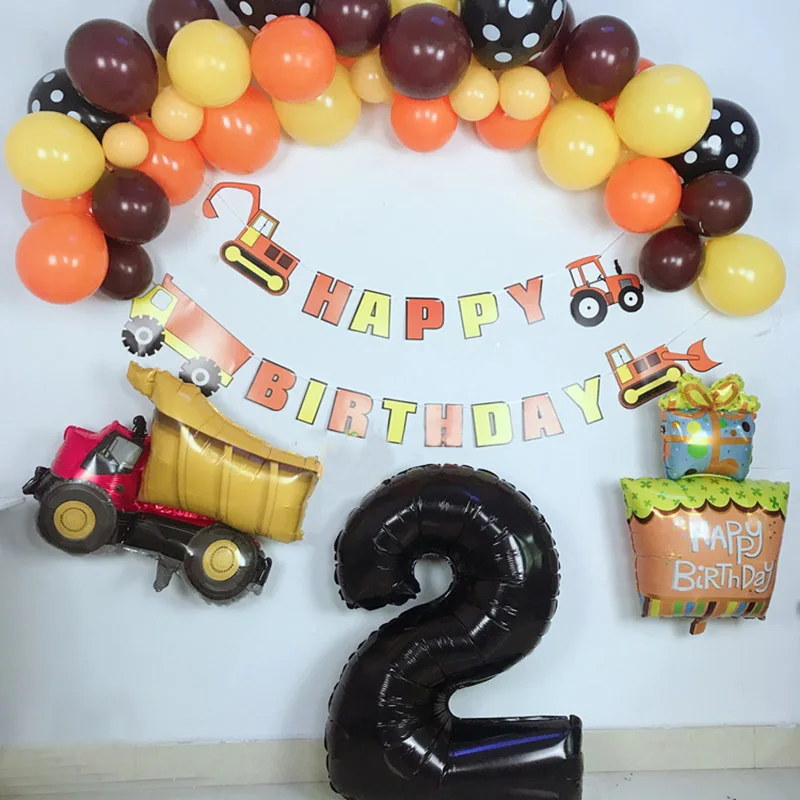 Construction Birthday Party Supplies Dump Truck Kits Banner Balloon Set for Kids Boy Party Fireman Firefighter Party Decoration