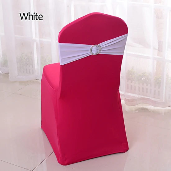 White YRYIE, 50 шт./лот, чехлы на стулья из лайкры и спандекса, ленты с пряжкой для свадебной вечеринки, дня рождения, банкета, украшения стульев - Цвет: White