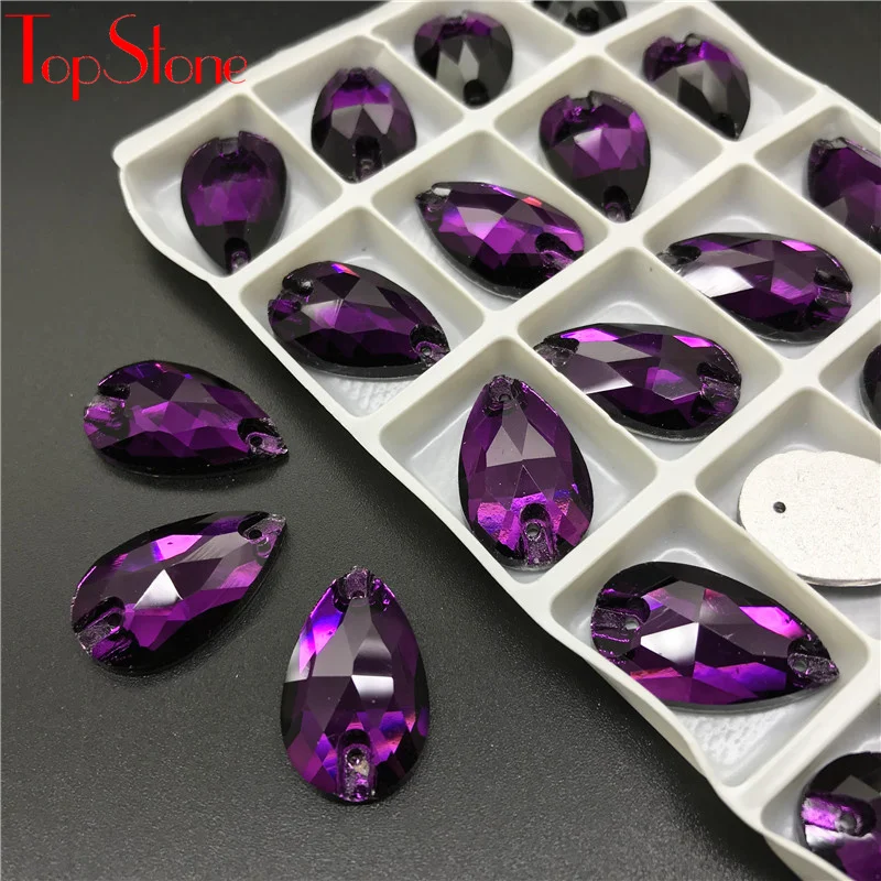 Drop Purple Velvet Sew Стразы плоские стеклянные кристаллы стразы слезы шитье хрустальных