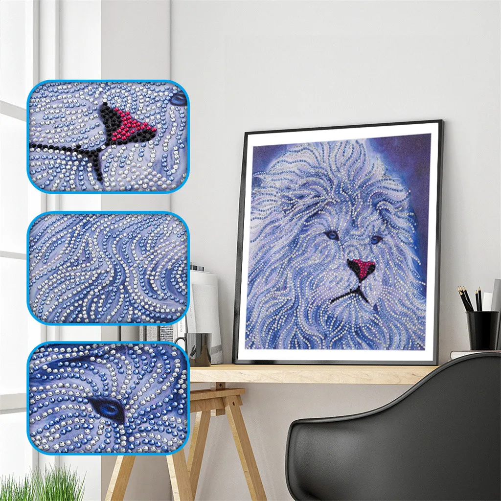 

5d DIY Diamond Embroidery Special Shaped Diamond Painting Shiny Cross Stitch Picture of Rhinestones Lion Diamond Home Decoration