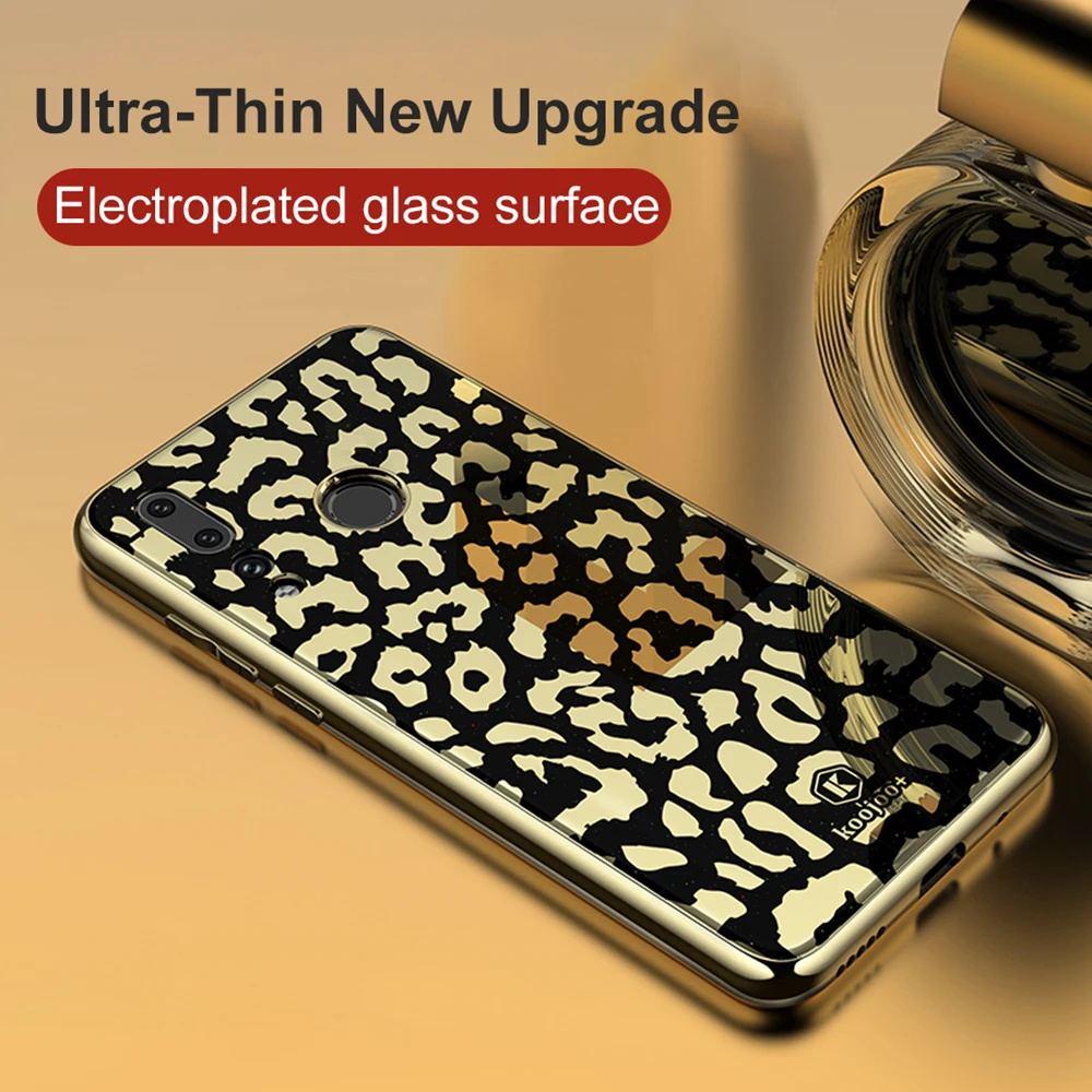 OTAO Plating Glass Leopard Print Case For Huawei P20 P30 Pro Mate 20 Lite Soft TPU Edge Cases Cover Nova 4 3 3i Coque |