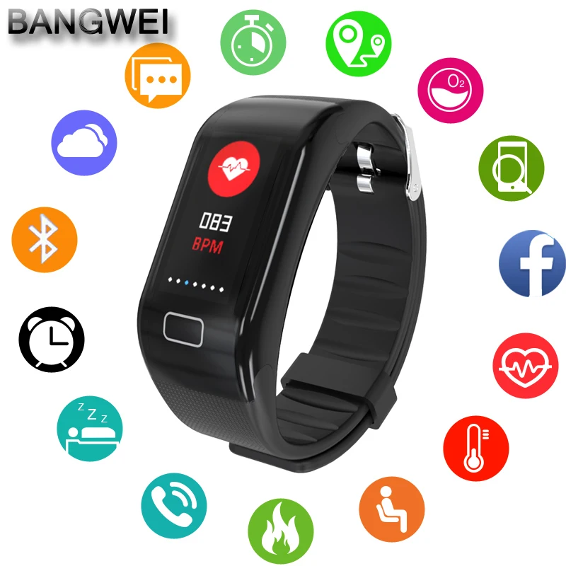 2018 BANGWEI для мужчин и женщин спортивные водостойкие Смарт Браслет Bluetooth 4 0