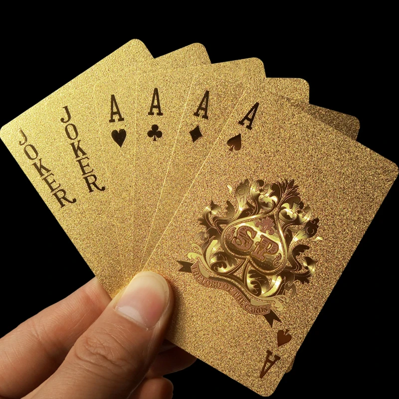 Golden Playing Cards Deck gold foil poker set Magic card 24K Gold Plastic foil poker Durable Waterproof Cards magic 81150