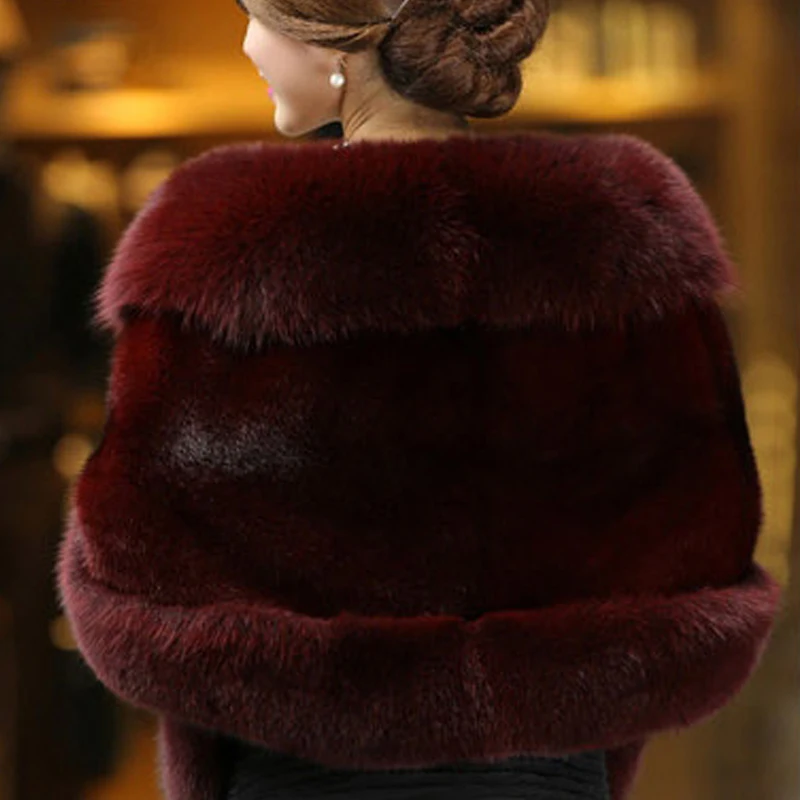 Winter Faux Fox Fur Poncho Pashmina Women Large Wraps and Cape Thicken Shawls Warm Scarf for Female Stole | Аксессуары для одежды