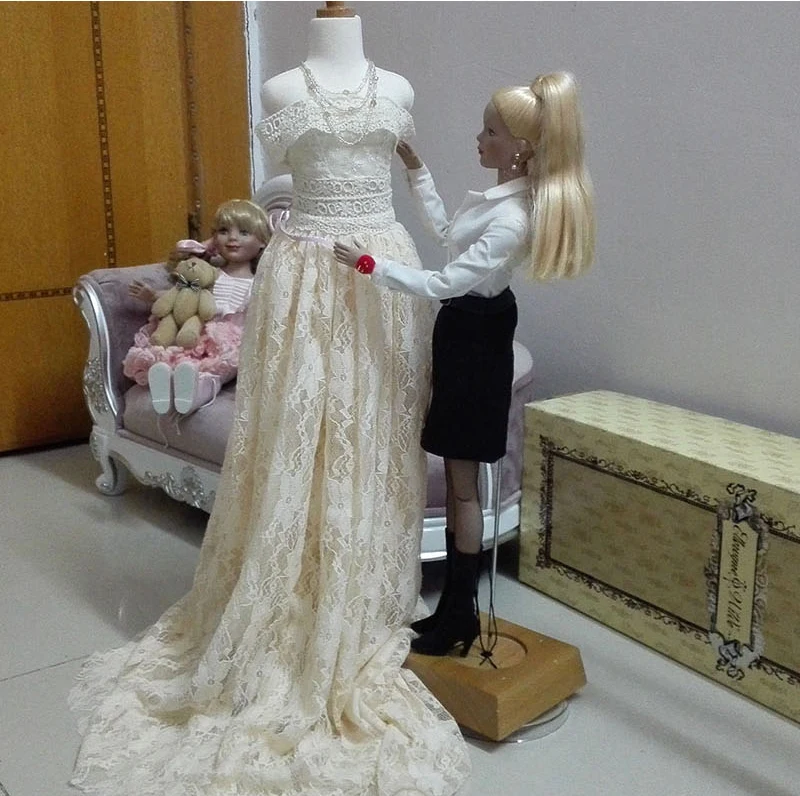 Женская Одежда для куклы st 1/3 1/4 bjd 1/6 аксессуары кукол бежевое кружевное