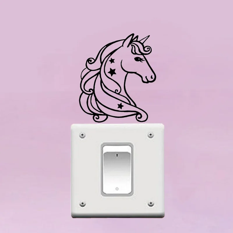 YJZT Pattern Vinyl Switch Sticker Living Room Decor Wall Decal Cartoon Unicorn 17SS0044 | Дом и сад