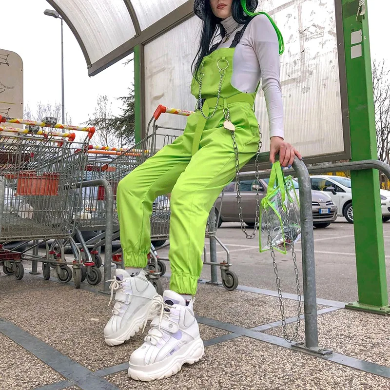 Women bodysuits shoulder straps belt pocket solid green jumpsuits romper femme pants streetwear fashion casual new | Женская одежда