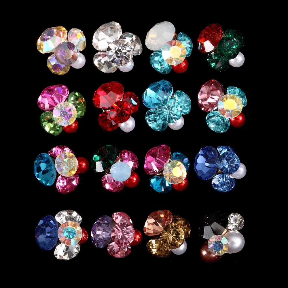 

100PCS New Big Rhinestone glitter nail flower Nail Decoration Crystal Nail Jewelry luxury crystal nail charms ***3597-3612