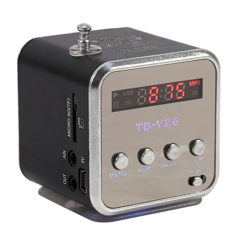 Портативный TD V26 мини динамик MP3 музыкальные плееры с ЖК поддержкой fm радио микро